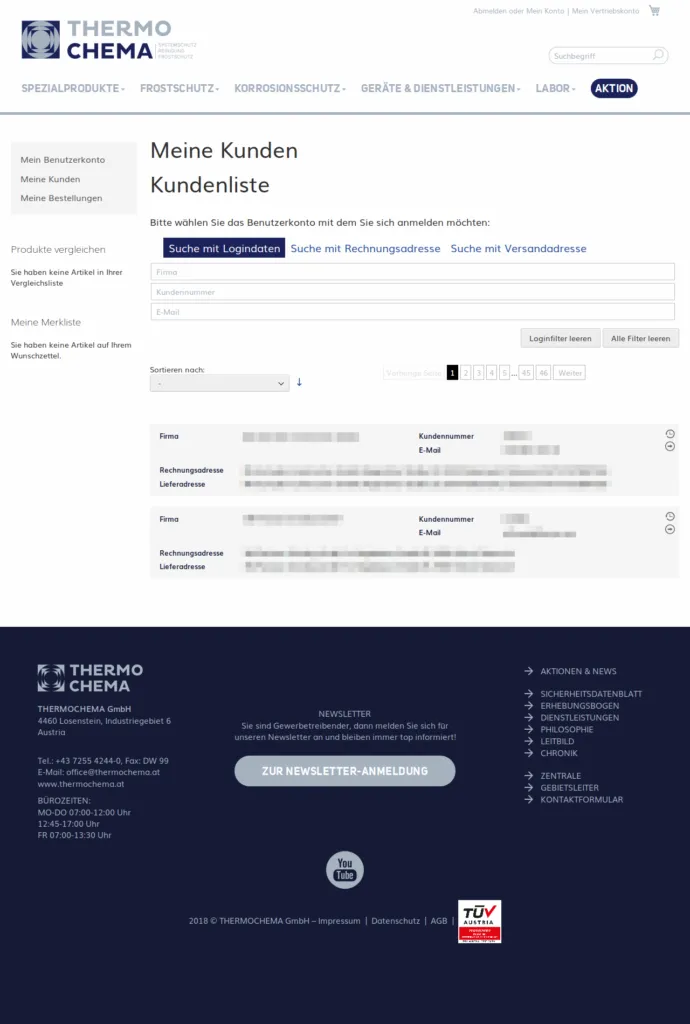 Thermochema Kundenverwaltung
