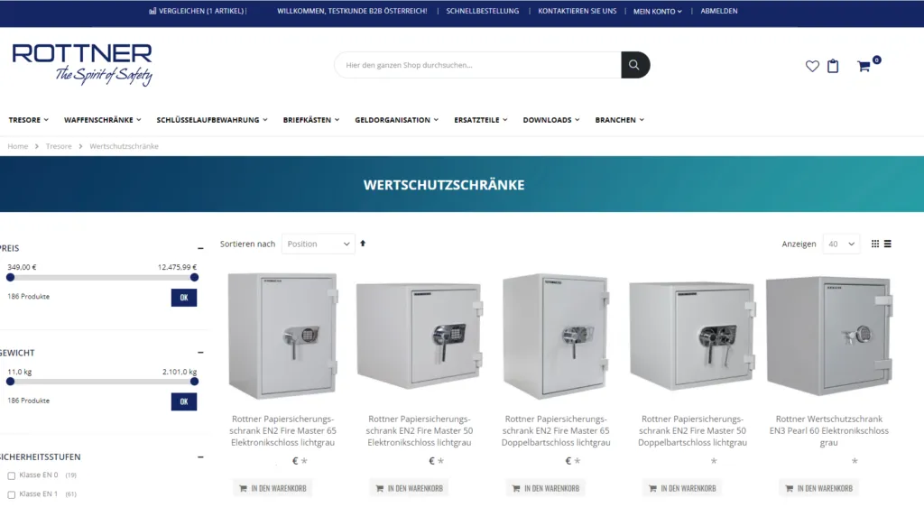 Rottner Tresor Produktseite