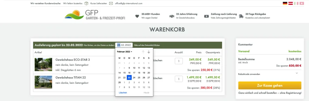 Datepicker Auswahl