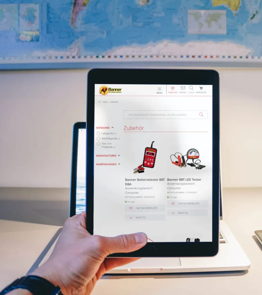 Banner B2B Shop auf Tablet