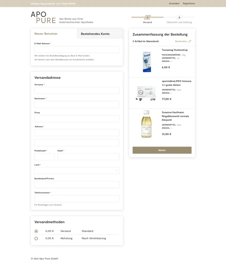 apo-pure.at Checkout