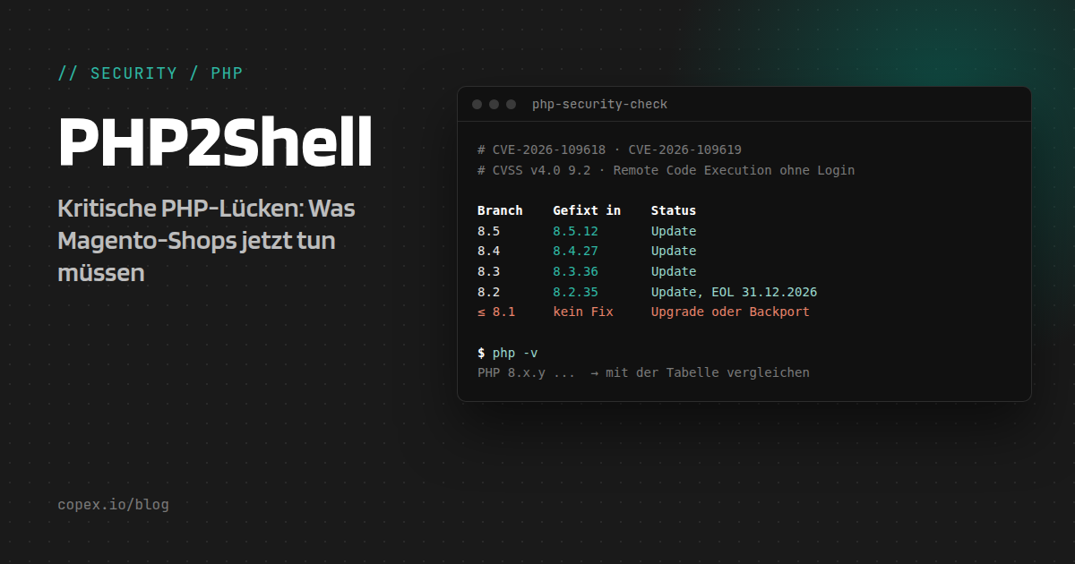 PHP2Shell: Kritische PHP-Lücken, was Magento-Shops jetzt tun müssen