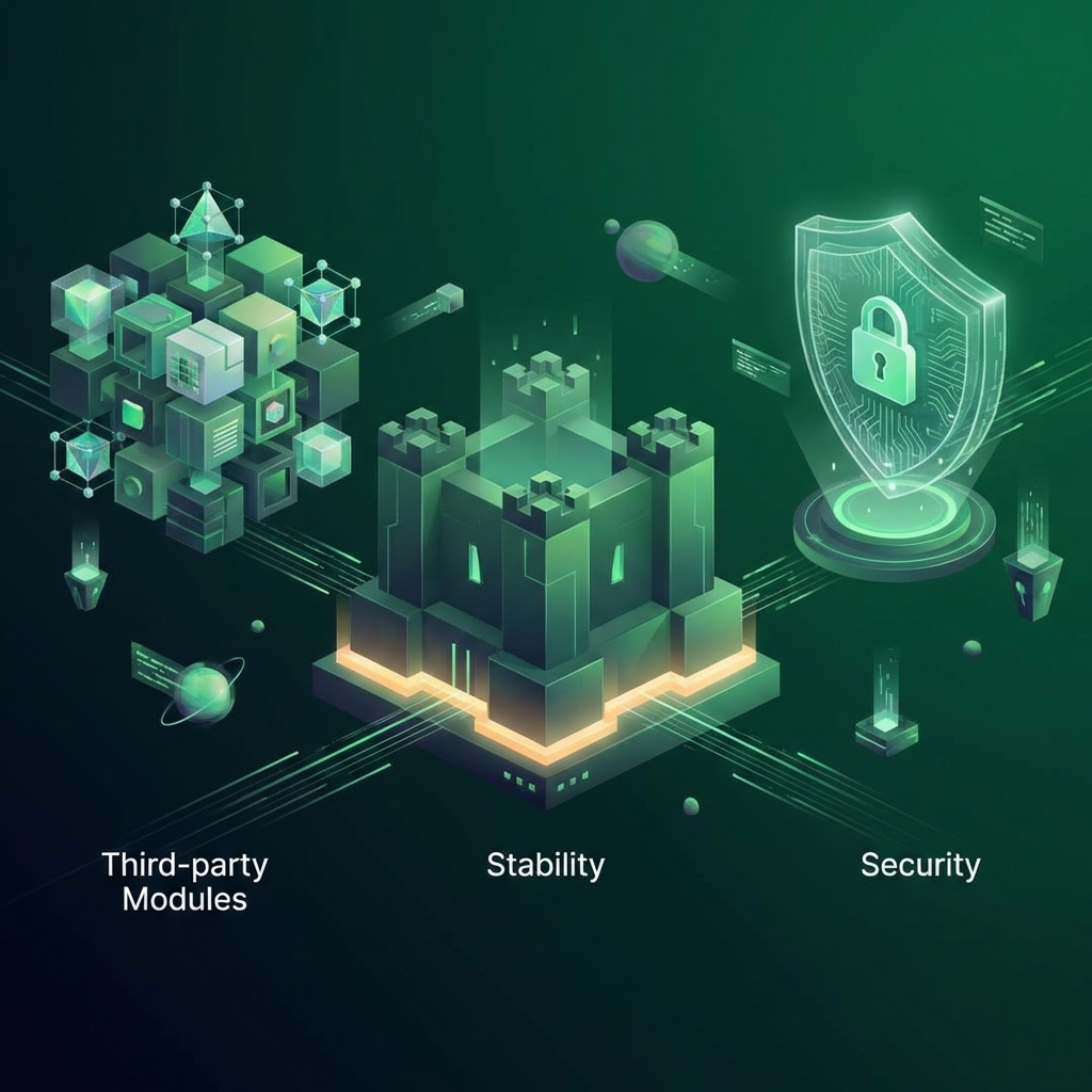 Welche Auswirkungen hat die Verwendung von Drittanbieter-Modulen auf die Stabilität und Sicherheit eines Hyvä-Shops?