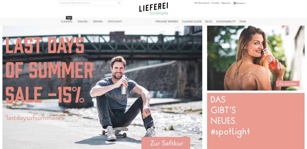 lieferei screenshot startseite
